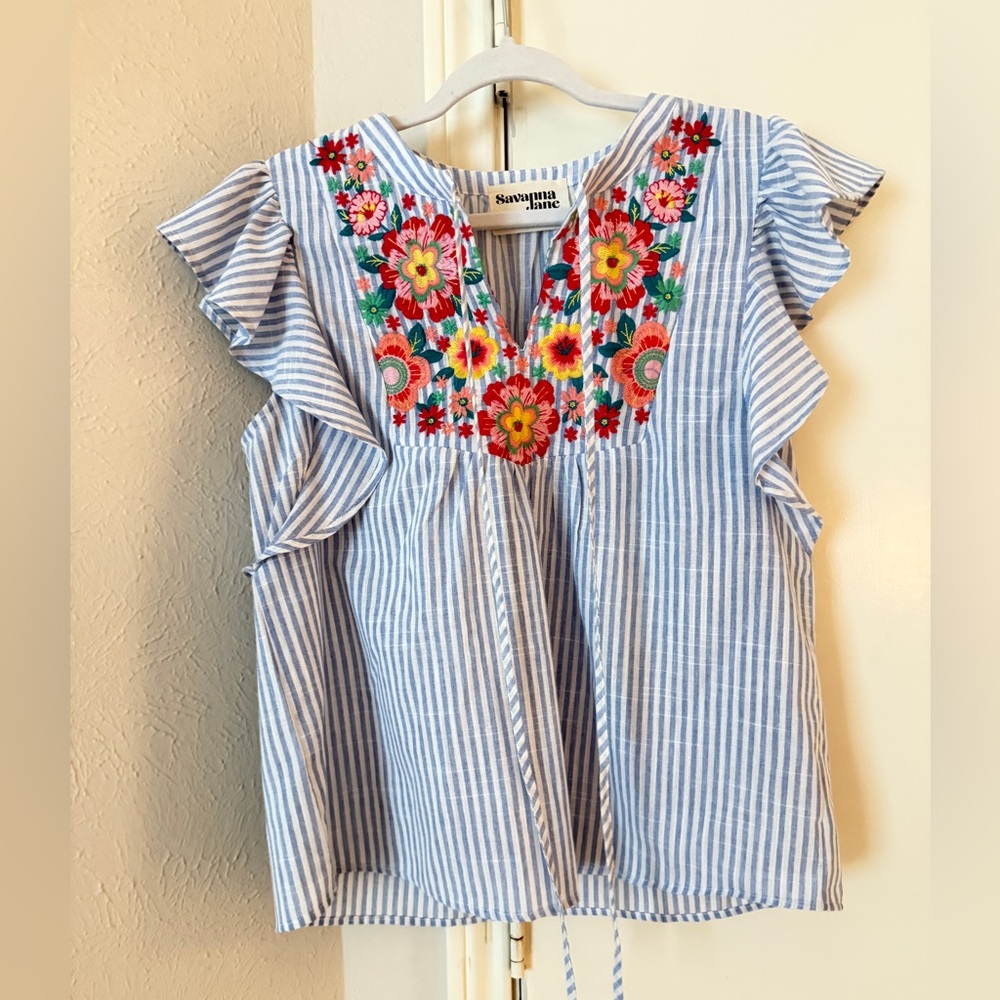 Susanna Jane Embroidered Top - Size Medium